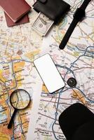 Vintage ▾ viaggio carta geografica, pianificazione viaggio o vacanza foto