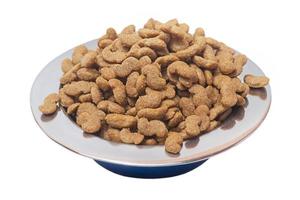 equilibrato senza cereali olistica alimentazione per cani. asciutto alimentazione nel un' metallo ciotola per animali. foto