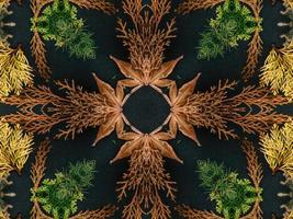 nero astratto caleidoscopio sfondo con le foglie ornamento per Natale vibrazioni modello foto