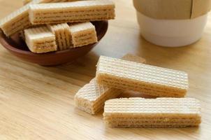 vaniglia latte wafer facile merenda per rilassante tempo foto