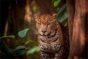 bellissimo e in via di estinzione americano giaguaro nel il natura habitat panthera onca selvaggio brasil brasiliano natura foto