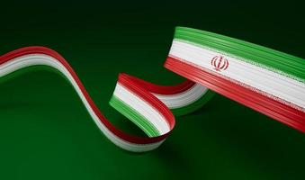 agitando nastro con bandiera di iran, indipendenza giorno striscione. 3d illustrazione foto