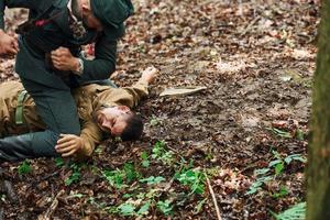 ternopil, Ucraina - giugno 2020 upa ucraino ribelle esercito film riprese. immagini di dietro le quinte. combattimento scena foto