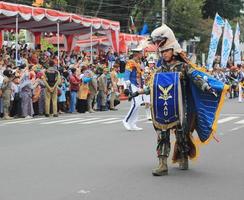 magelang città, Indonesia, 2020, in marcia gruppo musicale di indonesiano militare aria forza. foto