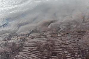 glaciale Riva del fiume riva con bagnato nero limo sabbia fango foto
