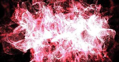 astratto sfondo di rosso in movimento volante piccolo particelle onde di Fumo con il effetto di splendore e sfocatura di un che esplode sfera. salvaschermo bellissimo foto