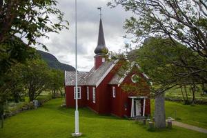 Flakstad Chiesa nel il lofoten isole nel Norvegia foto