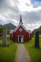 Flakstad Chiesa nel il lofoten isole nel Norvegia foto