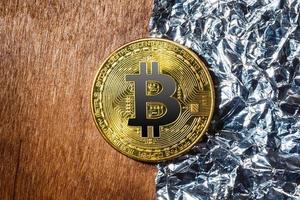 uno bitcoin argento moneta quello interno vite, foto