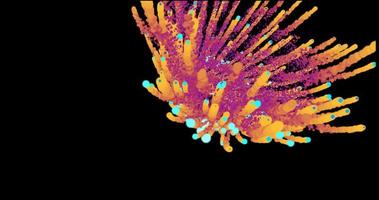 astratto bellissimo il giro spirale di particelle con un esplosione di luminosa multicolore arancio-blu Fumo magico energia effetto su un' nero sfondo nel alto risoluzione foto