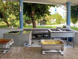 Aperto cucina cibo a un tutto incluso Hotel nel un' turistico caldo tropicale nazione vacanza Paradiso foto