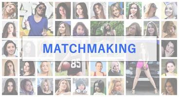 matchmaking. il titolo testo è raffigurato su il sfondo di un' c foto