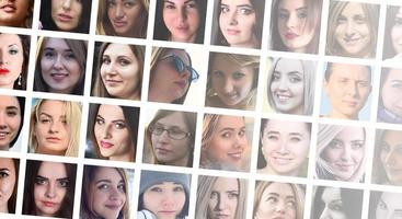 collage gruppo ritratti di giovane caucasico ragazze per sociale media foto