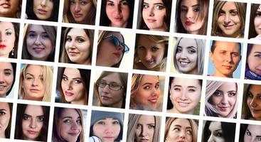 collage gruppo ritratti di giovane caucasico ragazze per sociale media foto