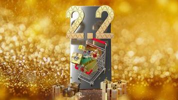 2.2 oro numero per promozione o vendita concetto 3d interpretazione foto