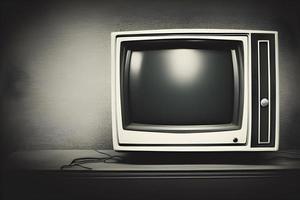 nero e bianca foto di un vecchio tv. generativo ai.