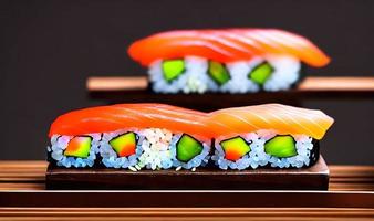 tradizionale, fresco delizioso Sushi rotoli cibo. creativo Sushi. foto