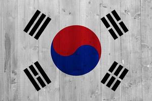 bandiera di Sud Corea su un' strutturato sfondo. concetto collage. foto