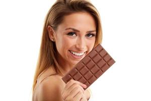 ritratto di bellissimo donna Tenere cioccolato bar foto