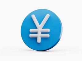yen simbolo blu e bianca 3d icona isolato 3d illustrazione foto