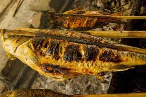 grigliato pesce, grigliato pesce Nilo Tilapia grigliato su caldo carbone foto