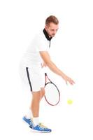 tennis giocatore con racchetta e palla foto