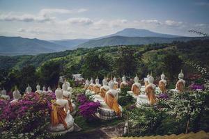 bellissimo bianca stucco Budda statua sancito su il pendio esso è un' posto di meditazione chiamato wat Sutesuan, nam no quartiere, Tailandia. foto