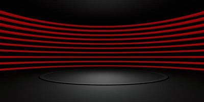 rosso curva podio sfondo neon leggero cerchio buio zen moderno astratto base concetto palcoscenico 3d illustrazione foto