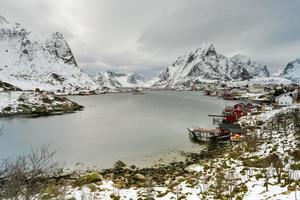 inverno nel reina, lofoten isole, Norvegia. foto