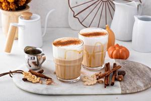 zucca Spezia latte macchiato sormontato con latte schiuma e spolverato con cannella foto