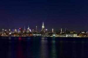 nuovo York orizzonte come visto attraverso il hudson fiume nel nuovo maglia a crepuscolo. foto