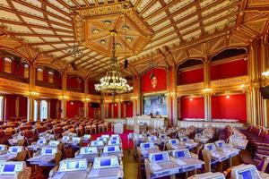 Oslo, Norvegia - febbraio 27 2016 - interno di il Storting buildingis il posto a sedere di il stornare, il parlamento di Norvegia, collocato nel centrale Oslo. foto