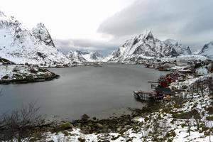 inverno nel reina, lofoten isole, Norvegia. foto
