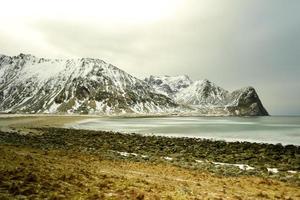 unstad spiaggia, lofoten isole, Norvegia foto