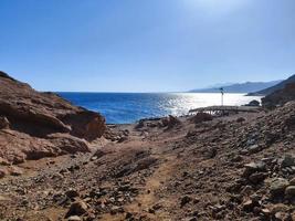 bellissimo mare Visualizza di il rosso mare a partire dal al di sopra di sinai montagne foto