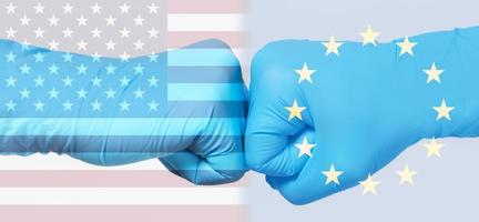 andiamo opera insieme. Stati Uniti d'America e Unione Europea collaborazione nel battaglia contro coronavirus. foto