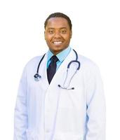 africano americano maschio medico isolato su un' bianca sfondo foto