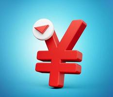 i soldi yen giù icona design. costo riduzione icona 3d illustrazione. foto
