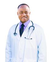 africano americano maschio medico isolato su un' bianca sfondo foto