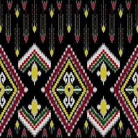 bellissimo colorato tailandese a maglia ricamo. geometrico etnico orientale modello tradizionale su nero sfondo, tailandese modello cultura con ritaglio sentiero foto