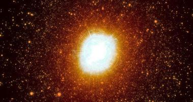 giallo ardente solare stella energia sfera sfera con energia esplosione nel High Tech cosmo nucleo. astratto sfondo foto