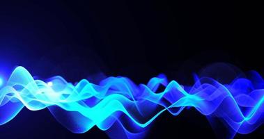 astratto sfondo blu onda a partire dal futuristico hi-tech onde puntini pixel particelle volante con splendore effetto leggero bagliore e sfondo sfocatura foto