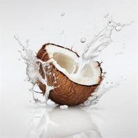 illustrazione di Noce di cocco con spruzzo succo foto