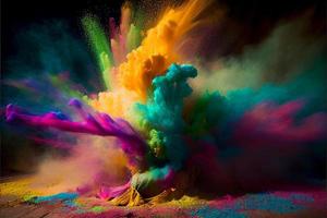 un' immagine di spruzzo di colore polvere nel un' holi Festival nel India foto