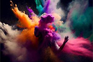 un' immagine di spruzzo di colore polvere nel un' holi Festival nel India foto