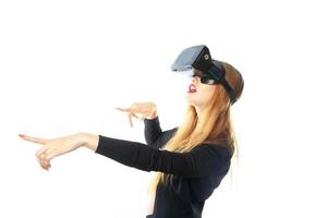 donna nel virtuale la realtà bicchieri foto