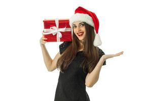 bellissima ragazza nel Santa cappello sorridente foto