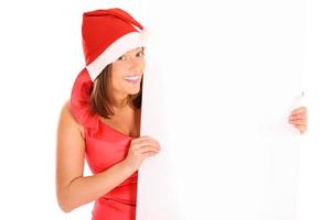 donna con Santa cappello per Natale foto