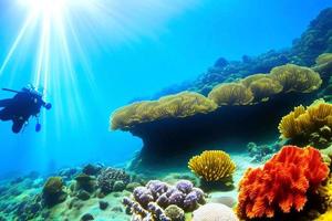 subacqueo scena. oceano corallo scogliera sott'acqua. mare mondo sotto acqua sfondo. foto