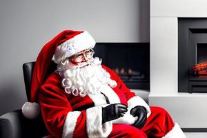 allegro Santa Claus è collocazione regalo scatole. allegro Natale e contento vacanze. foto